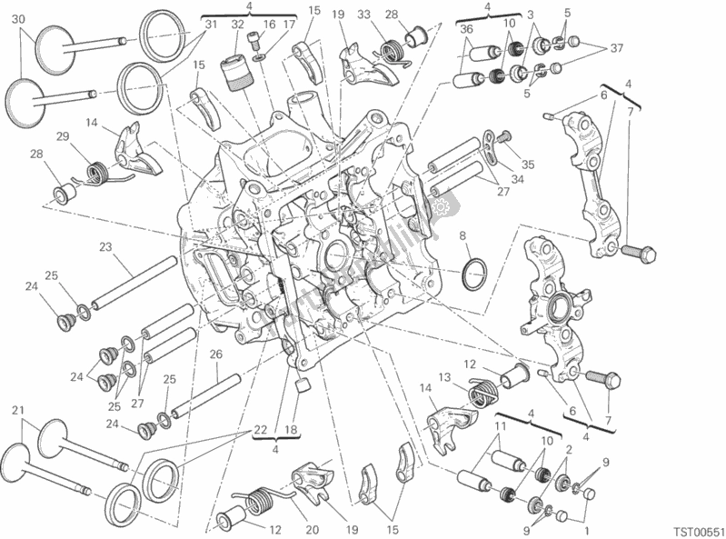 Alle onderdelen voor de Horizontale Kop van de Ducati Superbike Panigale R USA 1199 2015